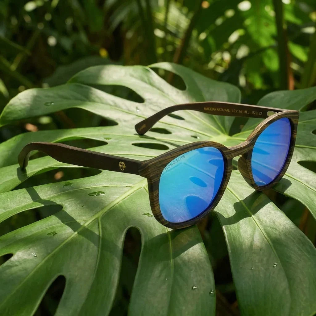 Meli Ebony round polarized sunglasses in recycled plastic and natural wood · ReFramed, photo 29 of 30