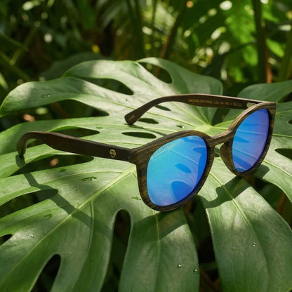 Meli Ebony round polarized sunglasses in recycled plastic and natural wood · ReFramed, photo 29 of 30