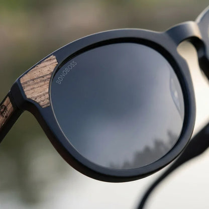 Chiloé 0084 round polarized sunglasses in bio-acetate and natural wood · ReFramed, photo 27 of 30