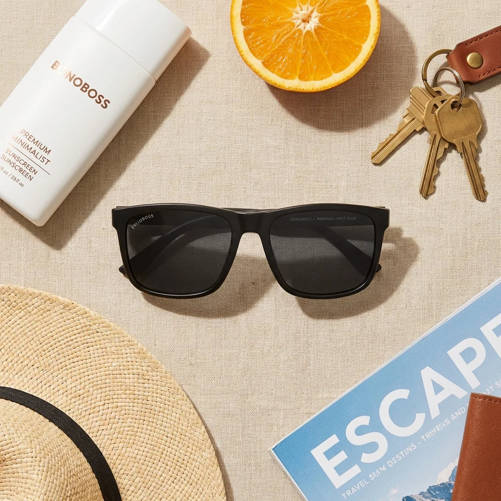 Rapanui RPET rectangular polarized sunglasses in recycled plastic · ReFramed, photo 18 of 30