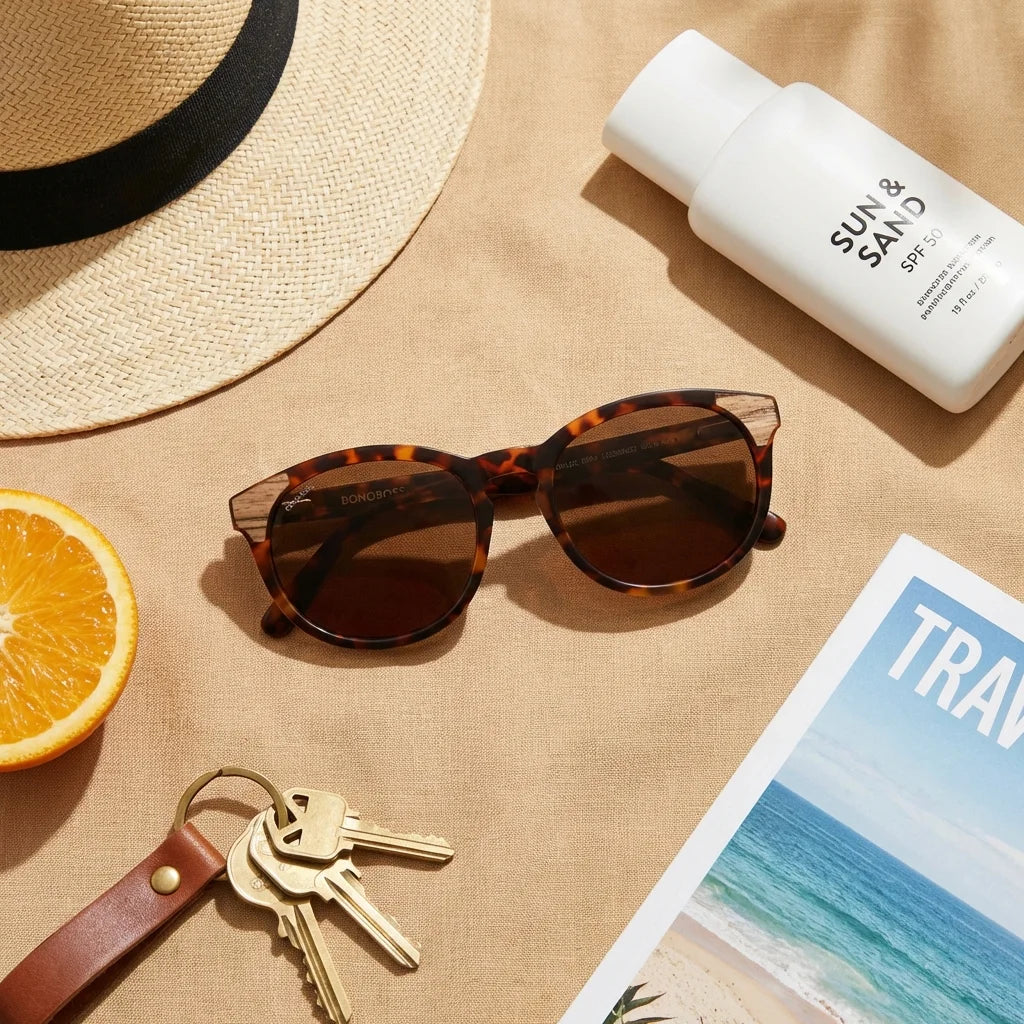 Chiloé 0084 round polarized sunglasses in bio-acetate and natural wood, Tortoise color · photo 1 of 30