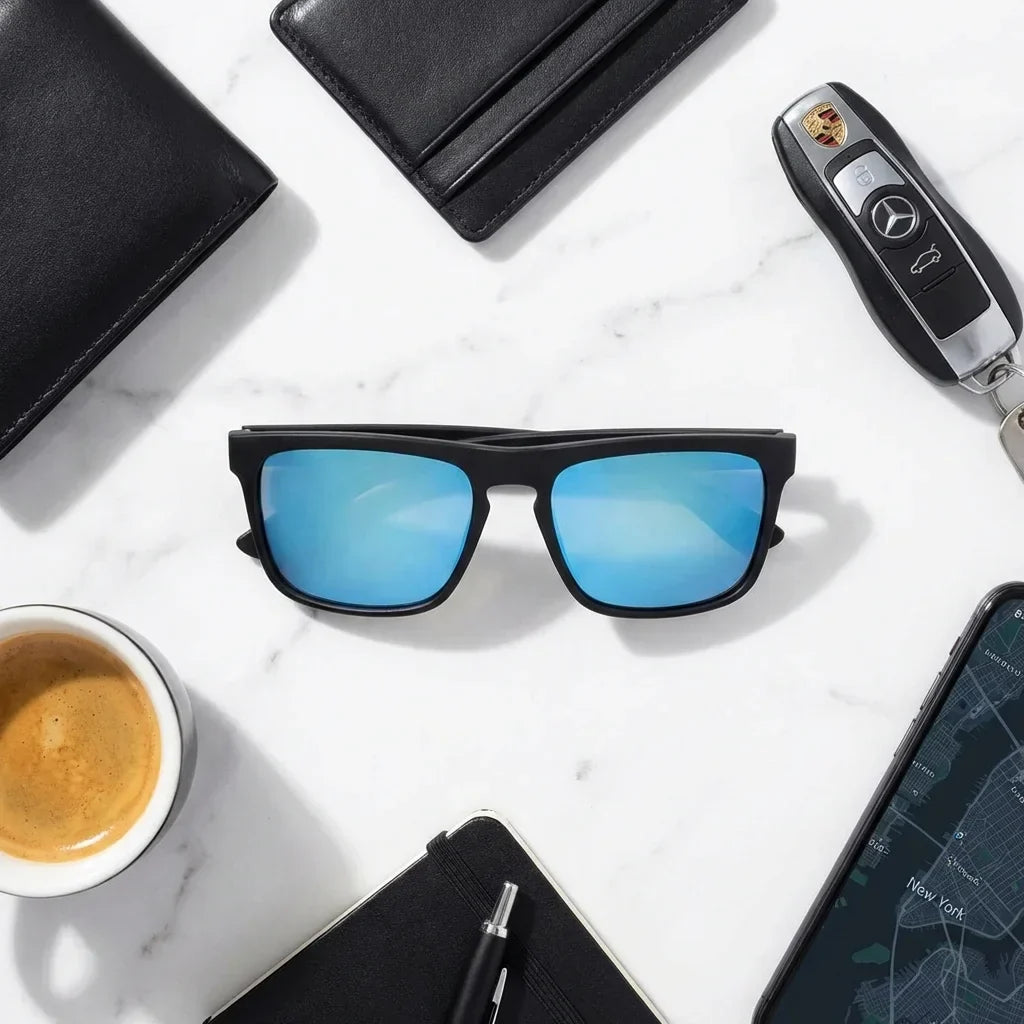 Lautaro Dark Designer's rectangular polarized sunglasses in recycled plastic · ReFramed, photo 23 of 24