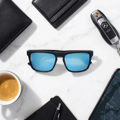 Lautaro Dark Designer's rectangular polarized sunglasses in recycled plastic · ReFramed, photo 23 of 24