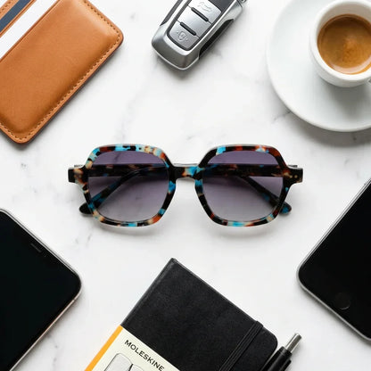 Canarias Geometric Polarized Sunglasses in Bio-Acetate