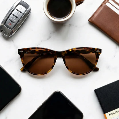 Hanga Roa cat eye polarized sunglasses in bio-acetate and natural wood · ReFramed, photo 23 of 30