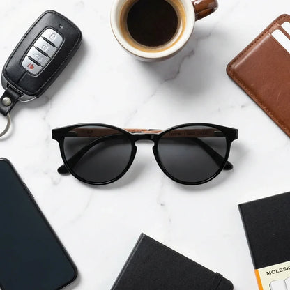 Chiloé 220 round polarized sunglasses in bio-acetate and natural wood · ReFramed, photo 23 of 30
