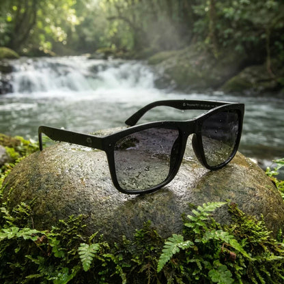 Rapanui RPET rectangular polarized sunglasses in recycled plastic, Black color · photo 28 of 30