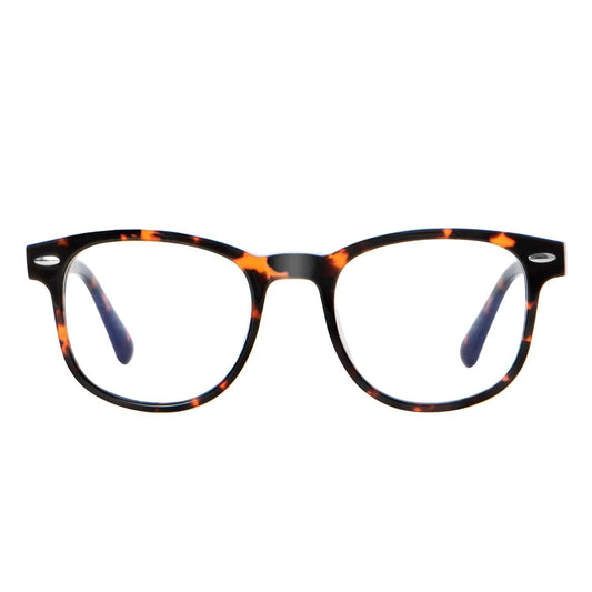Colbún round eyeglass frames in bio-acetate and natural wood with clear lenses · ReFramed, photo 1 of 22