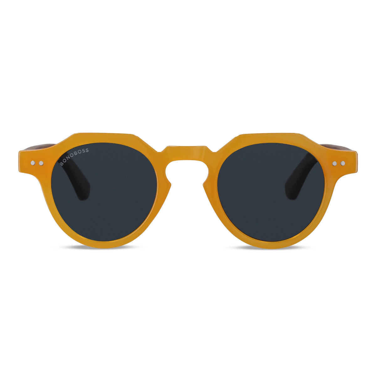 Angostura hexagonal polarized sunglasses with natural wood temples, Yellow color · photo 7 of 9