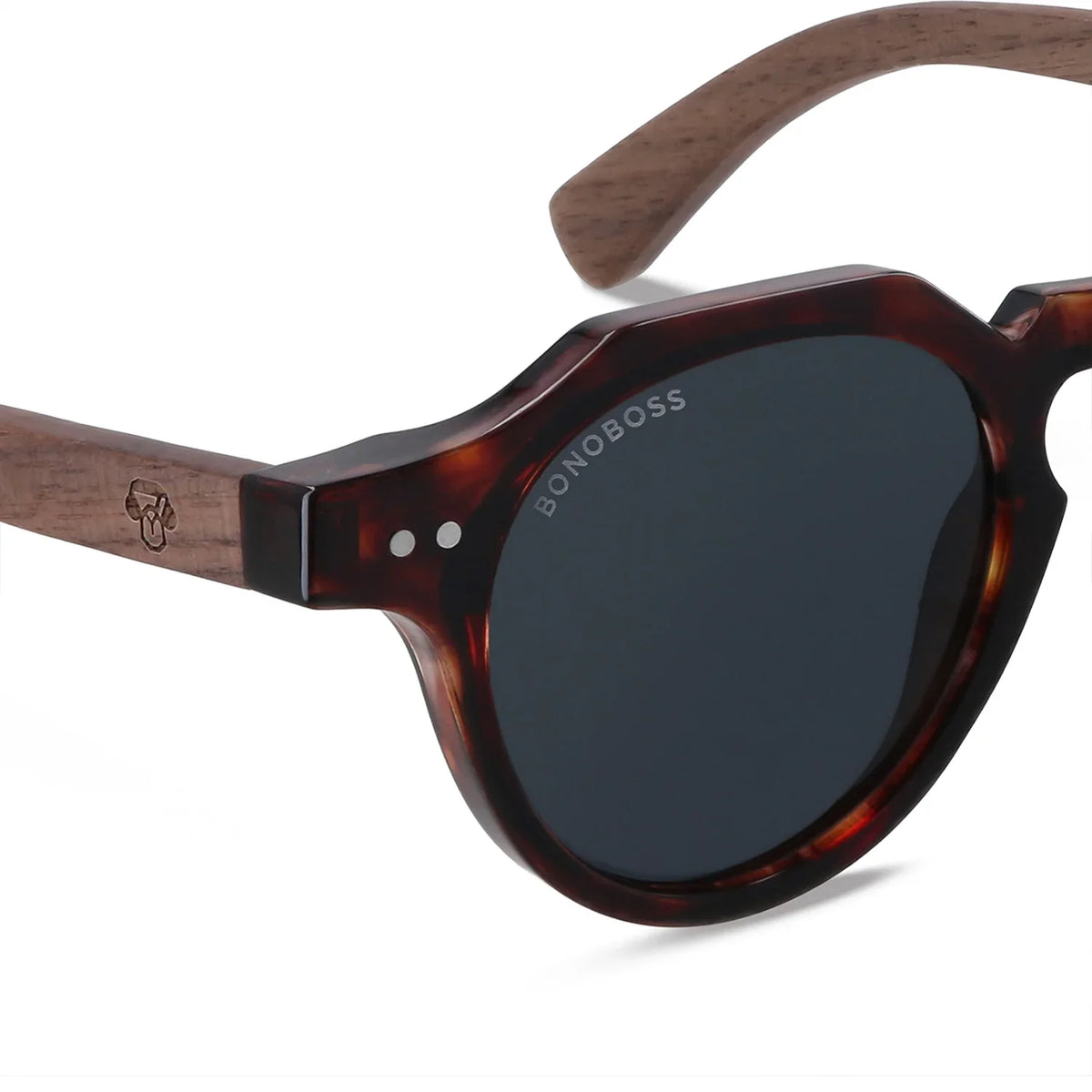 Angostura hexagonal polarized sunglasses with natural wood temples · ReFramed, photo 3 of 9