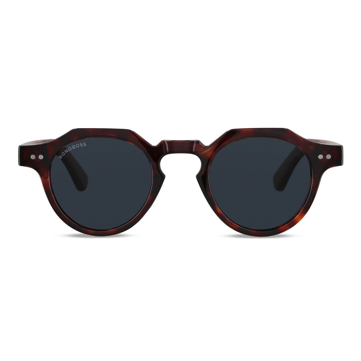 Angostura hexagonal polarized sunglasses with natural wood temples, Tortoise color · photo 1 of 9