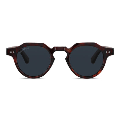 Angostura hexagonal polarized sunglasses with natural wood temples, Tortoise color · photo 1 of 9