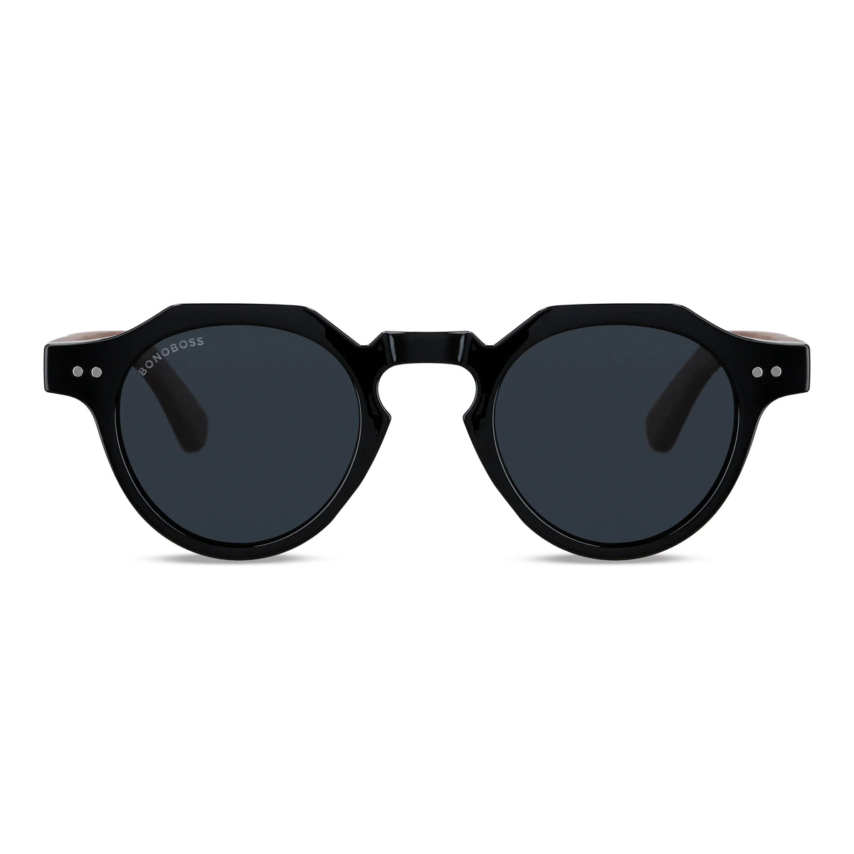 Angostura hexagonal polarized sunglasses with natural wood temples · ReFramed, photo 5 of 9
