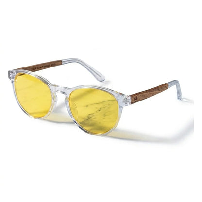 Chiloé 220 Blue round polarized sunglasses in bio-acetate and natural wood · ReFramed, photo 12 of 22