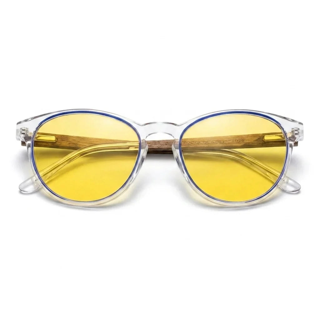 Chiloé 220 Blue round polarized sunglasses in bio-acetate and natural wood · ReFramed, photo 11 of 22