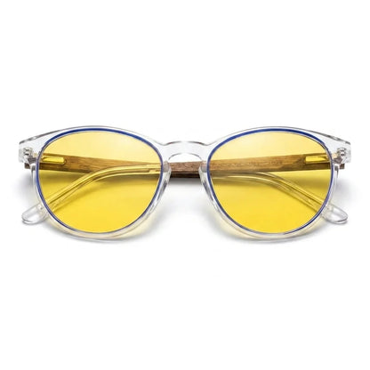 Chiloé 220 Blue round polarized sunglasses in bio-acetate and natural wood · ReFramed, photo 11 of 22