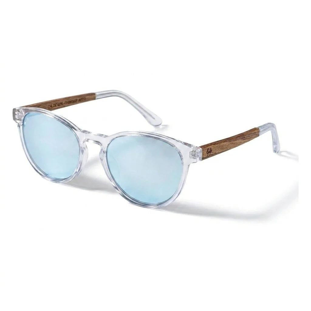 Chiloé 220 Blue round polarized sunglasses in bio-acetate and natural wood · ReFramed, photo 16 of 22