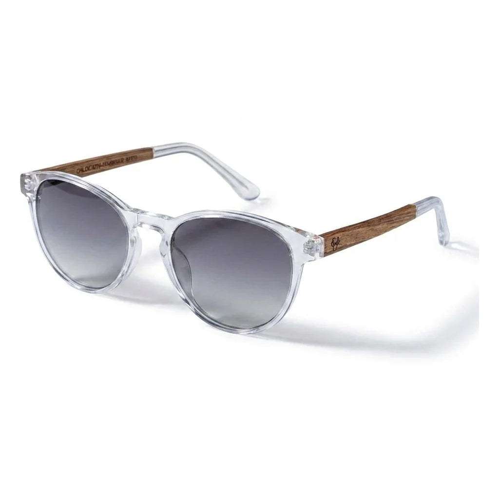 Chiloé 220 Blue round polarized sunglasses in bio-acetate and natural wood · ReFramed, photo 10 of 22