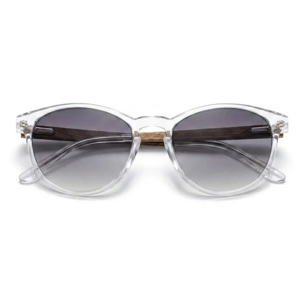 Chiloé 220 Blue round polarized sunglasses in bio-acetate and natural wood · ReFramed, photo 9 of 22