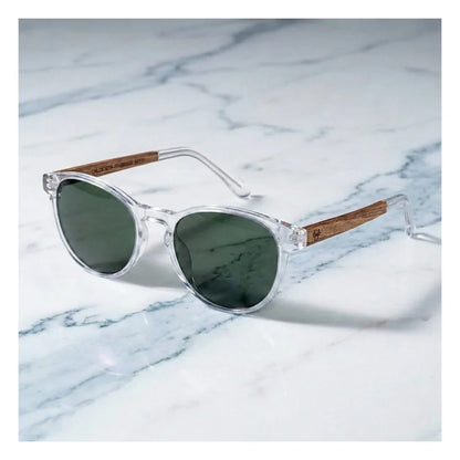 Chiloé 220 Blue round polarized sunglasses in bio-acetate and natural wood · ReFramed, photo 4 of 22