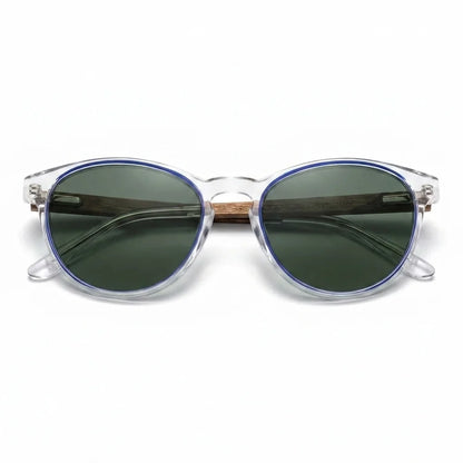 Chiloé 220 Blue round polarized sunglasses in bio-acetate and natural wood · ReFramed, photo 3 of 22