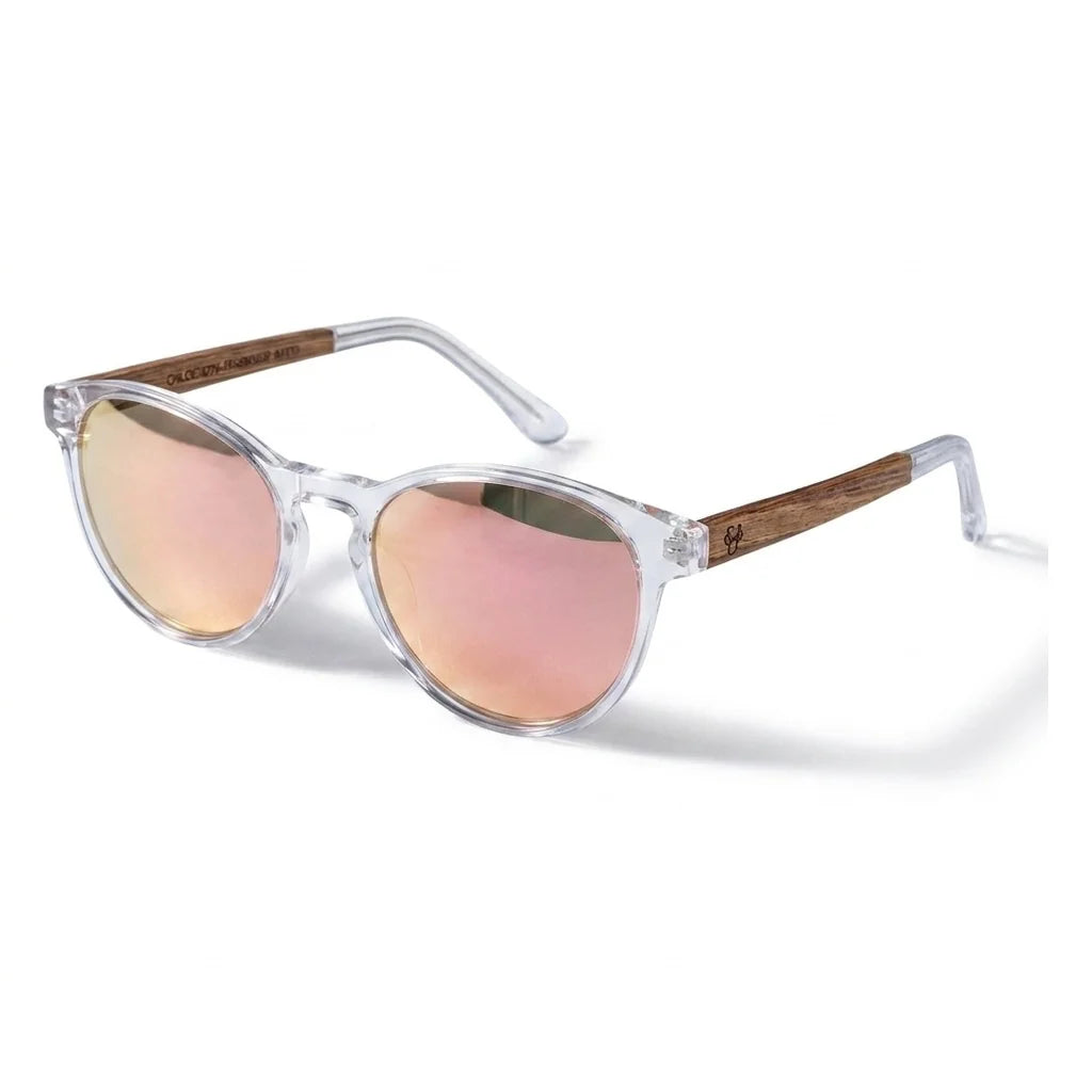 Chiloé 220 Blue round polarized sunglasses in bio-acetate and natural wood · ReFramed, photo 22 of 22