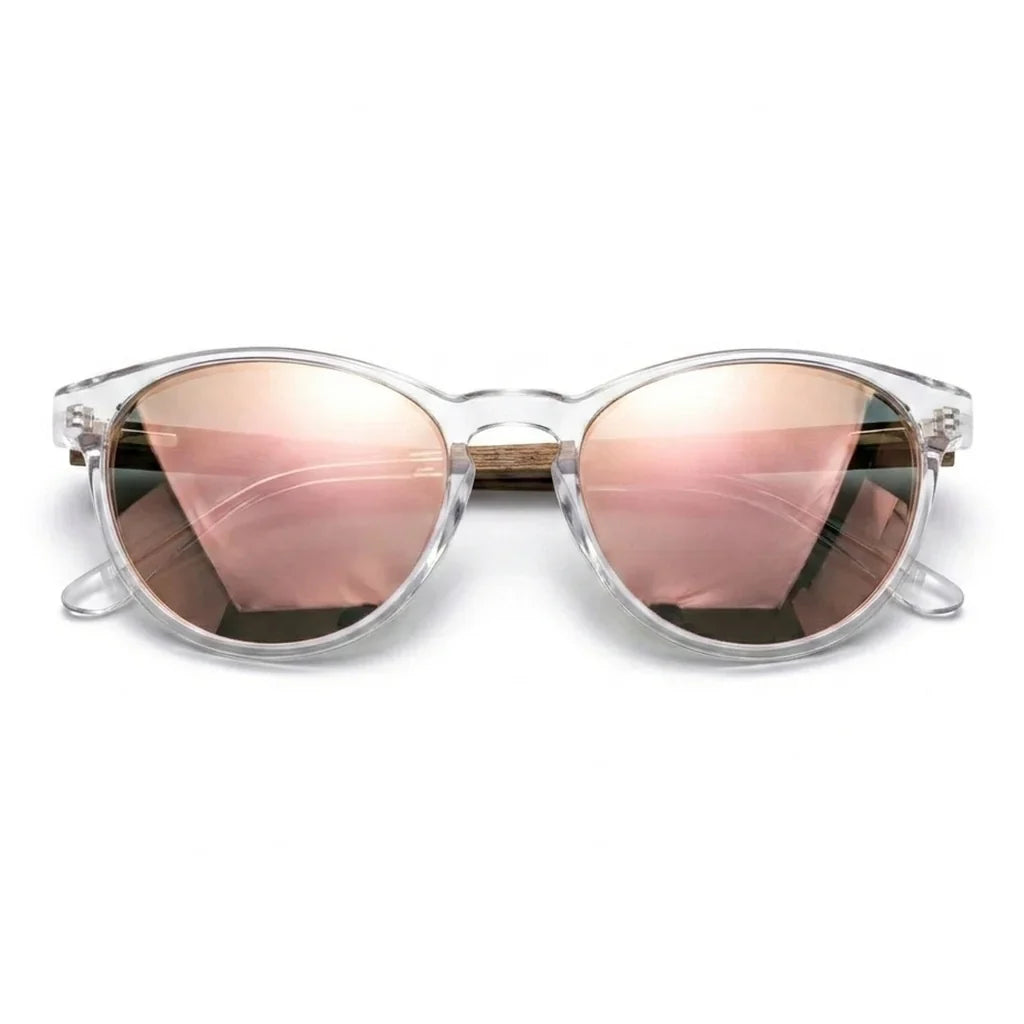 Chiloé 220 Blue round polarized sunglasses in bio-acetate and natural wood · ReFramed, photo 21 of 22