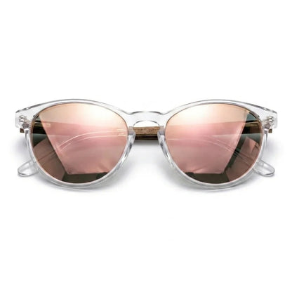 Chiloé 220 Blue round polarized sunglasses in bio-acetate and natural wood · ReFramed, photo 21 of 22