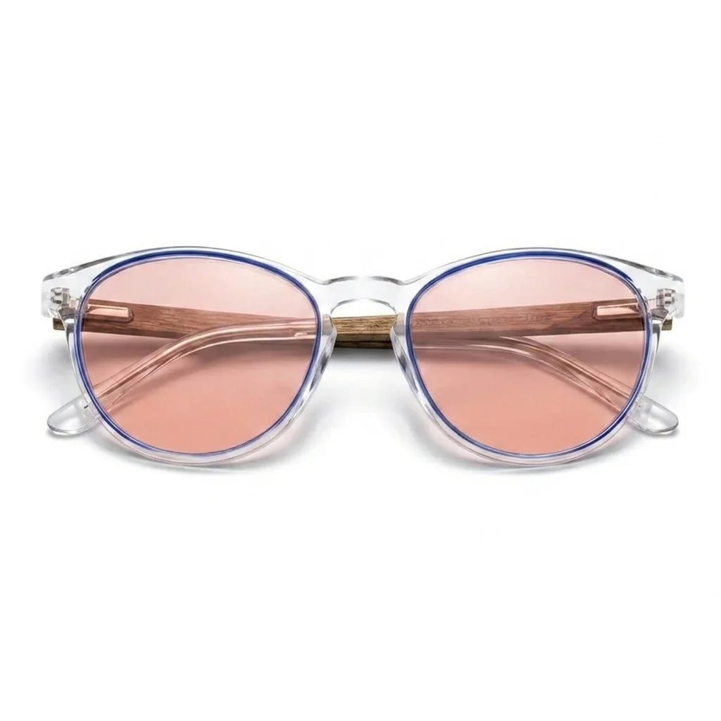 Chiloé 220 Blue round polarized sunglasses in bio-acetate and natural wood · ReFramed, photo 13 of 22