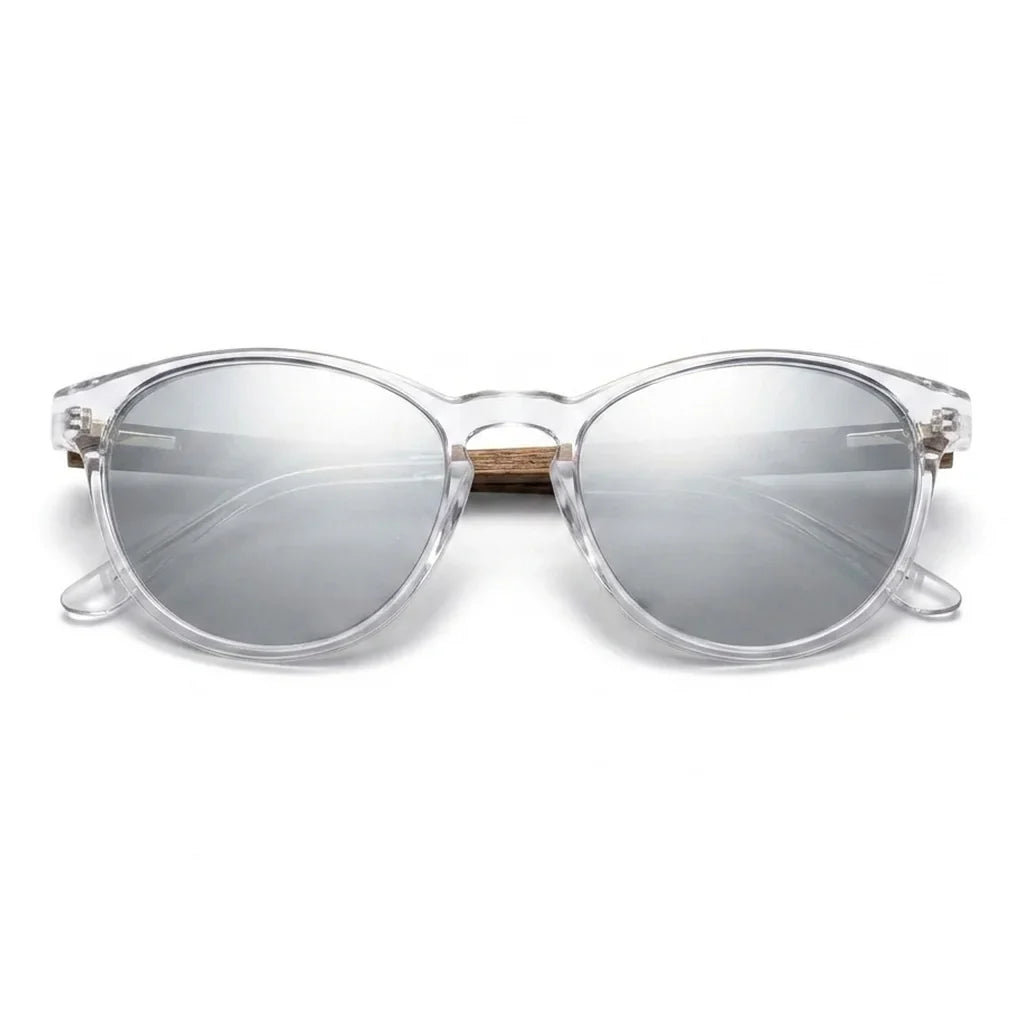 Chiloé 220 Blue round polarized sunglasses in bio-acetate and natural wood · ReFramed, photo 17 of 22