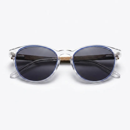 Chiloé 220 Blue round polarized sunglasses in bio-acetate and natural wood · ReFramed, photo 7 of 22