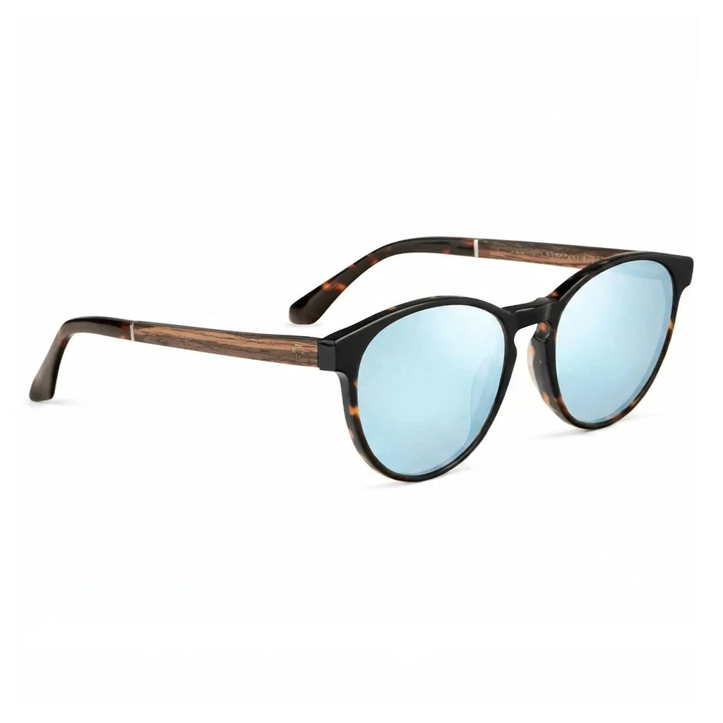 Chiloé 220 round polarized sunglasses in tortoise bio-acetate and wood · ReFramed, photo 16 of 22