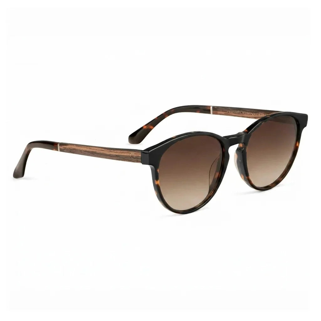 Chiloé 220 round polarized sunglasses in tortoise bio-acetate and wood · ReFramed, photo 6 of 22