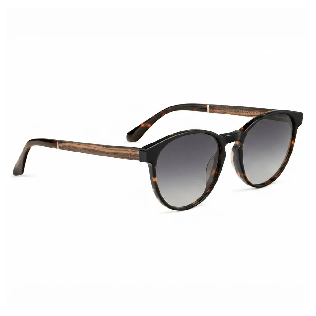 Chiloé 220 round polarized sunglasses in tortoise bio-acetate and wood · ReFramed, photo 10 of 22