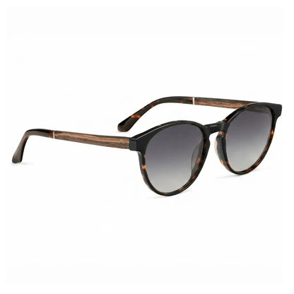 Chiloé 220 round polarized sunglasses in tortoise bio-acetate and wood · ReFramed, photo 10 of 22