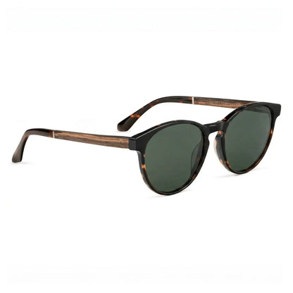 Chiloé 220 round polarized sunglasses in tortoise bio-acetate and wood · ReFramed, photo 4 of 22