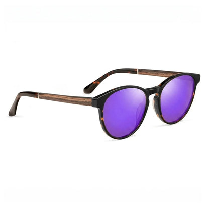Chiloé 220 round polarized sunglasses in tortoise bio-acetate and wood · ReFramed, photo 20 of 22