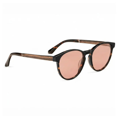Chiloé 220 round polarized sunglasses in tortoise bio-acetate and wood · ReFramed, photo 14 of 22