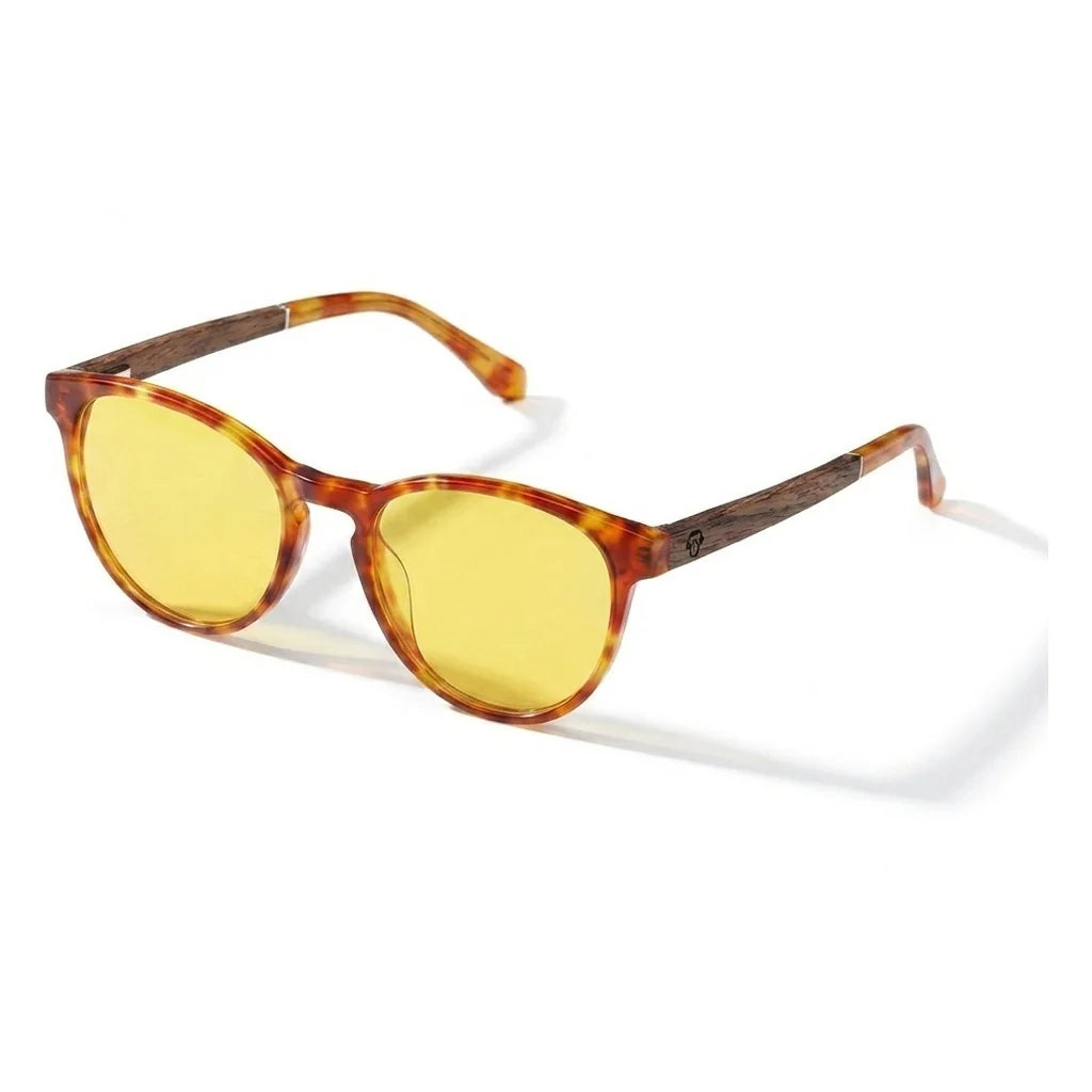 Chiloé 220 round polarized sunglasses in orange bio-acetate and wood · ReFramed, photo 12 of 22