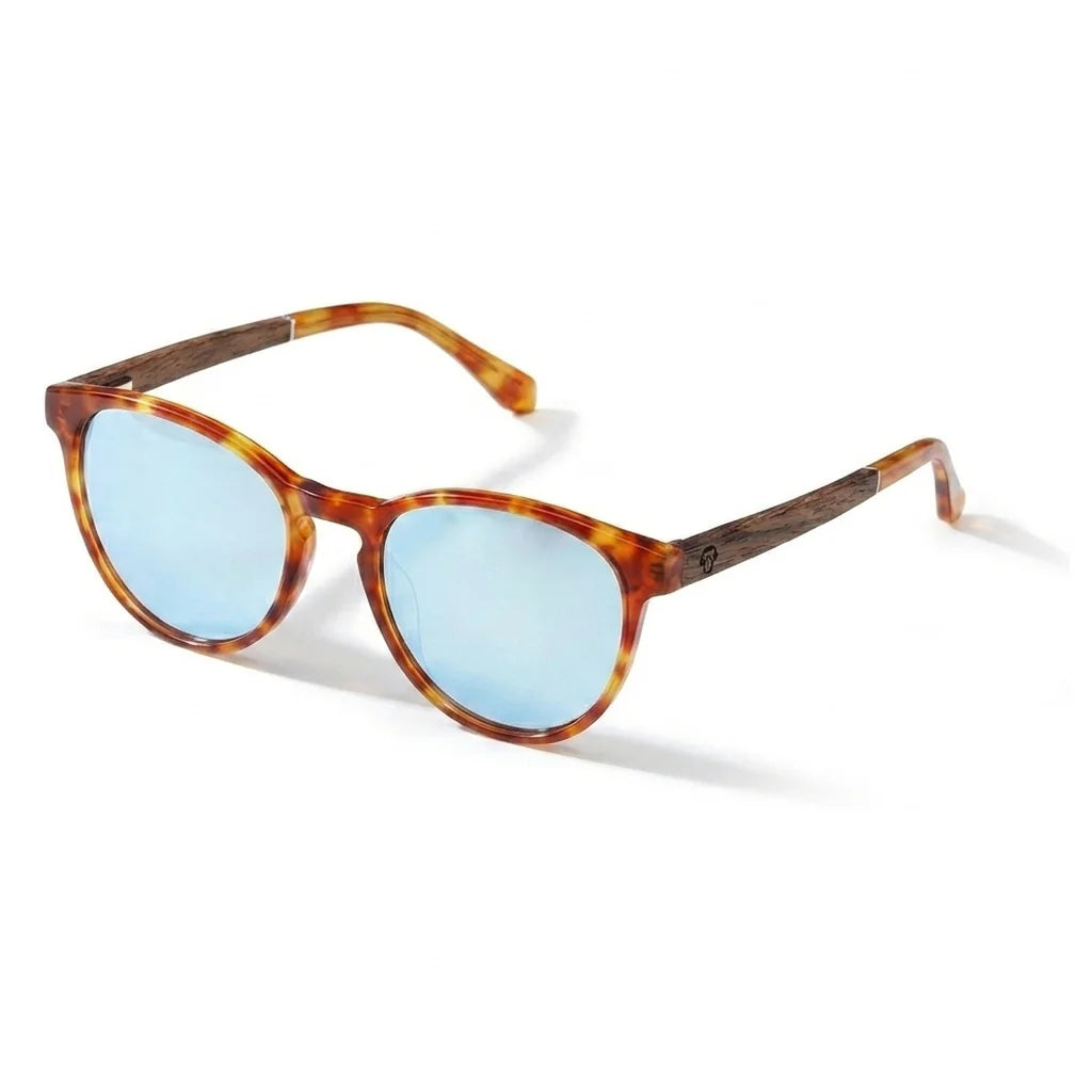 Chiloé 220 round polarized sunglasses in orange bio-acetate and wood · ReFramed, photo 16 of 22
