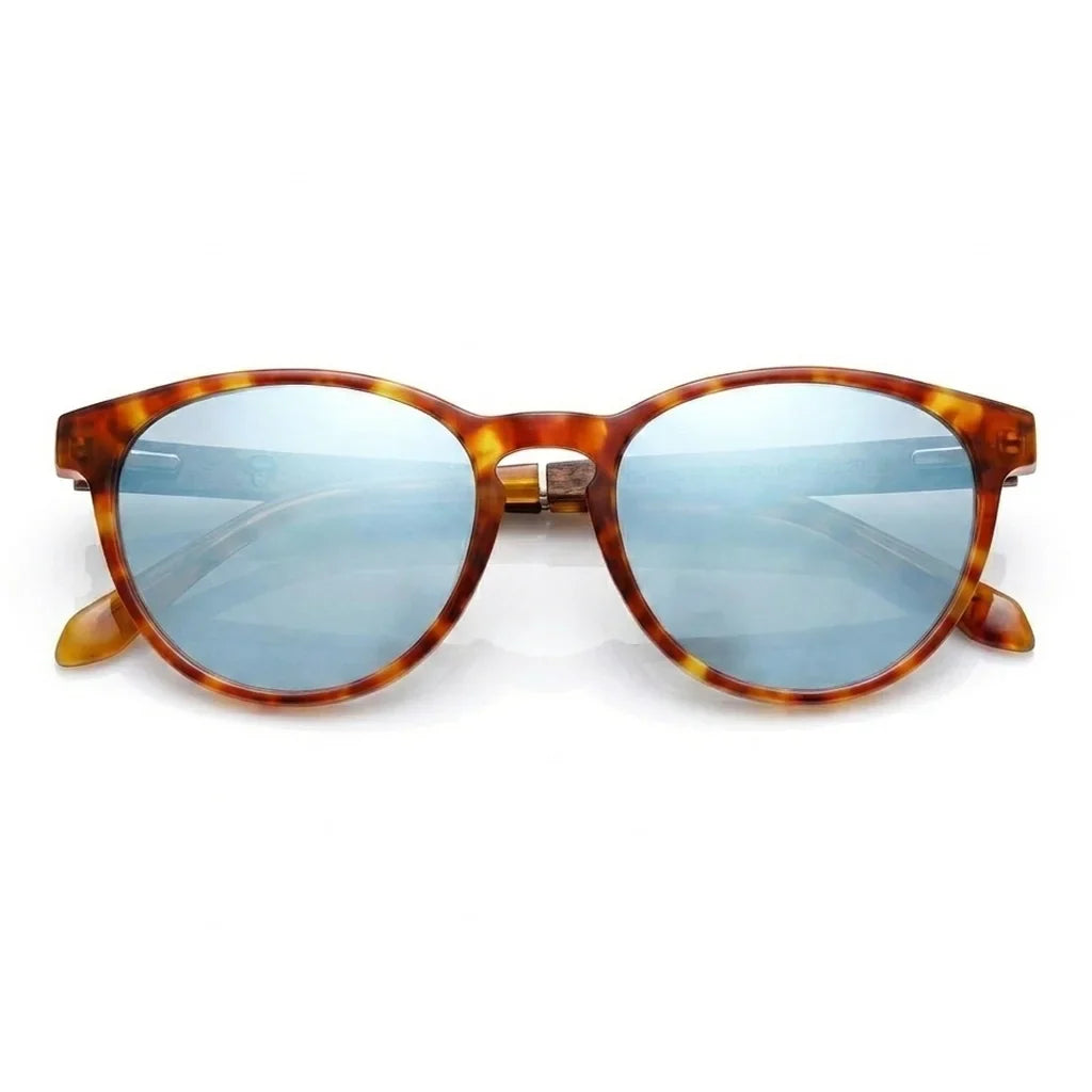 Chiloé 220 round polarized sunglasses in orange bio-acetate and wood · ReFramed, photo 15 of 22