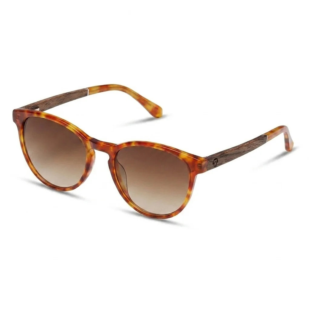 Chiloé 220 round polarized sunglasses in orange bio-acetate and wood · ReFramed, photo 6 of 22