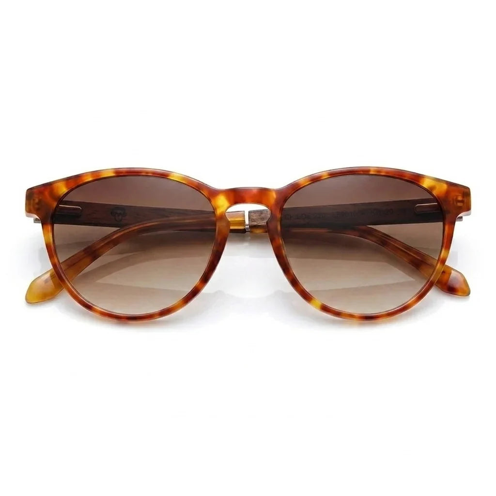Chiloé 220 round polarized sunglasses in orange bio-acetate and wood · ReFramed, photo 5 of 22