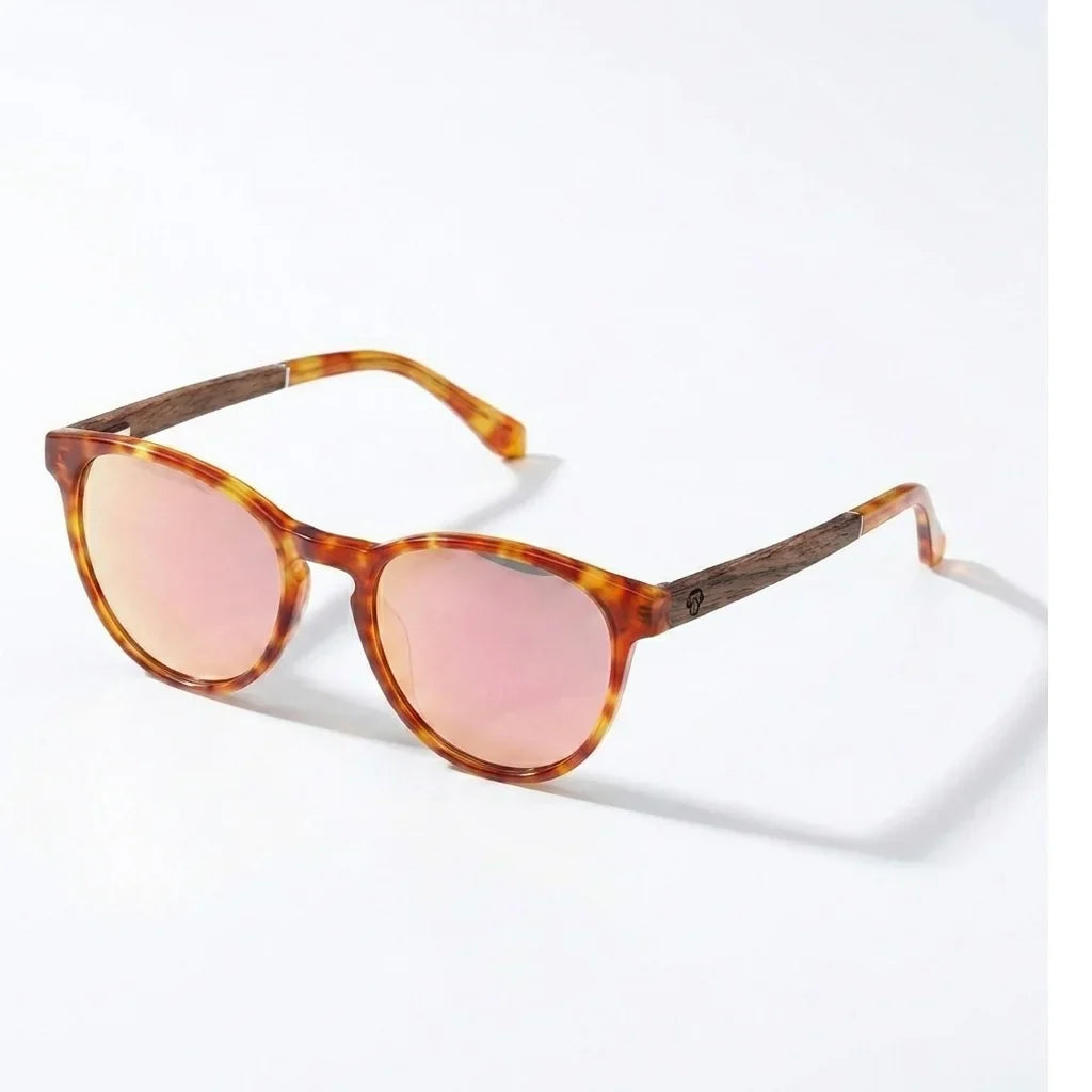 Chiloé 220 round polarized sunglasses in orange bio-acetate and wood · ReFramed, photo 22 of 22