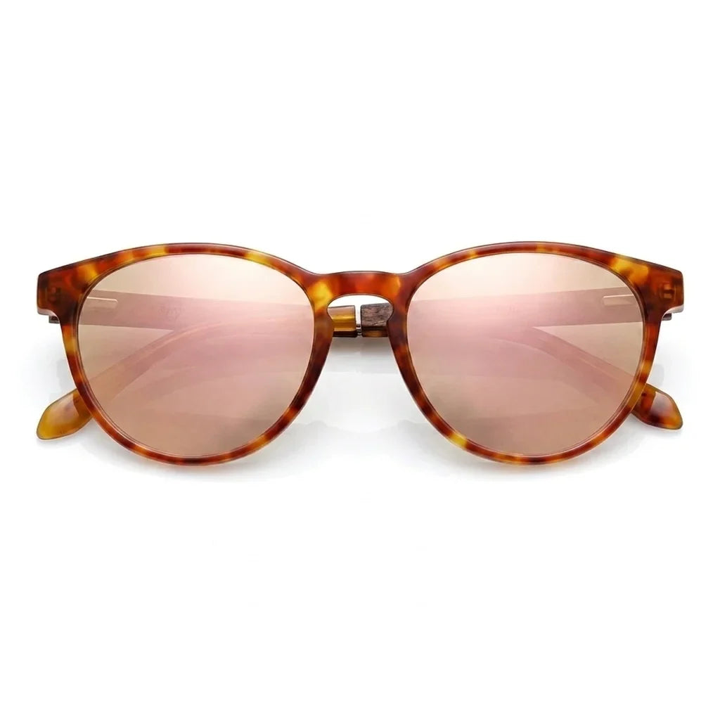 Chiloé 220 round polarized sunglasses in orange bio-acetate and wood · ReFramed, photo 21 of 22