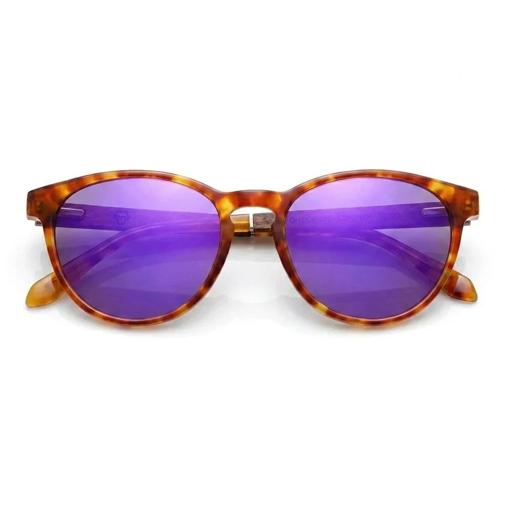 Chiloé 220 round polarized sunglasses in orange bio-acetate and wood · ReFramed, photo 19 of 22