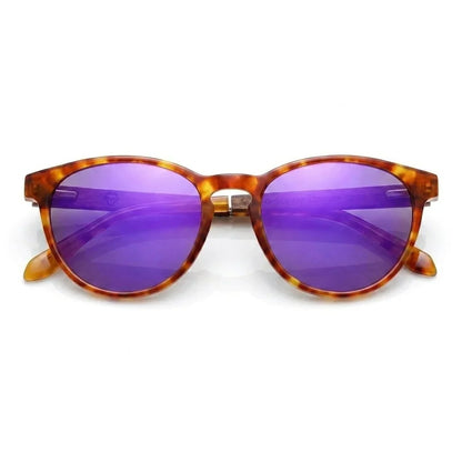 Chiloé 220 round polarized sunglasses in orange bio-acetate and wood · ReFramed, photo 19 of 22