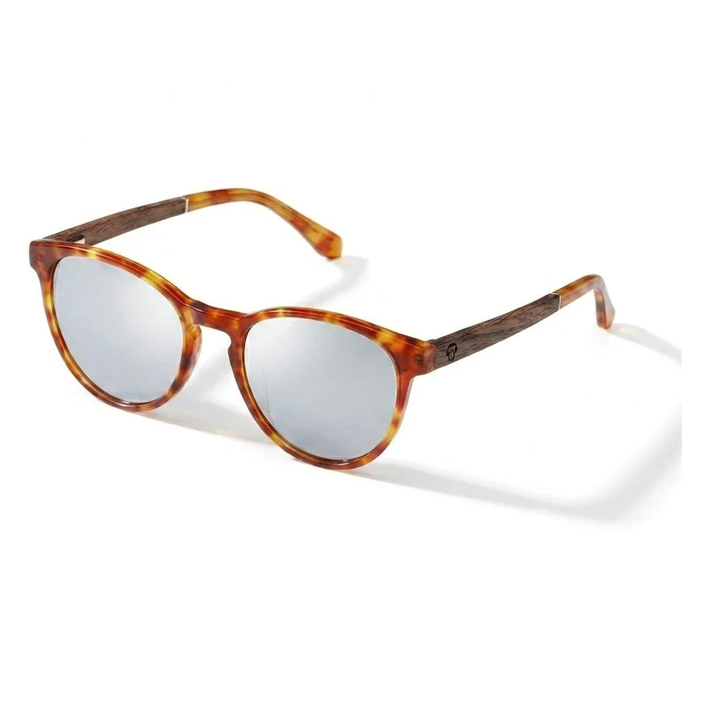 Chiloé 220 round polarized sunglasses in orange bio-acetate and wood · ReFramed, photo 18 of 22