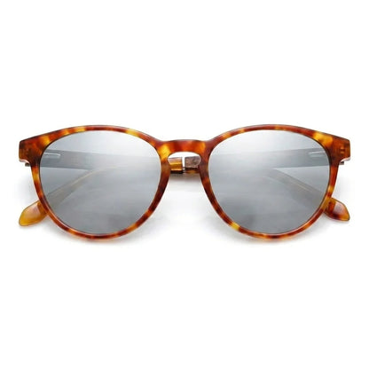 Chiloé 220 round polarized sunglasses in orange bio-acetate and wood · ReFramed, photo 17 of 22