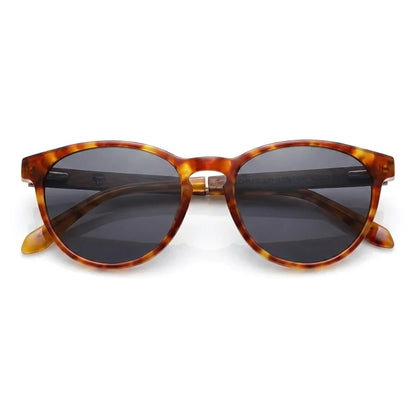 Chiloé 220 round polarized sunglasses in orange bio-acetate and wood · ReFramed, photo 7 of 22